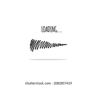 Loading bar in doodle sketch style vector illustration. Update hand drawn progress bar for website, poster or banner.