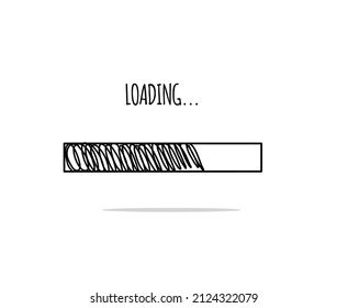 Loading bar in doodle sketch style vector illustration. Update hand drawn progress bar for website, poster or banner.