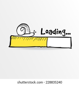 Loading Bar With A Doodle Snail, Vector Illustration