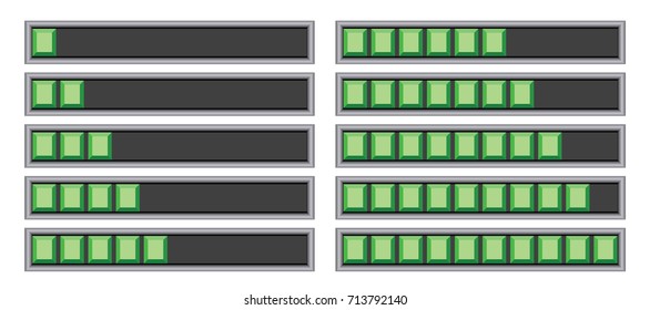 loading bar green color, ten steps