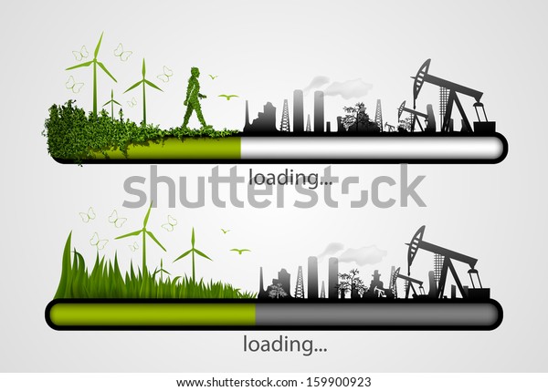 Loading\
bar with the loading of green. concept of\
ecology