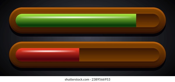 Loading bar or health bar. Vector clipart isolated on black background.