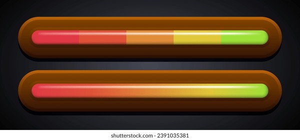 Loading bar or health bar. Vector clipart isolated on black background.