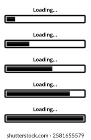 Loading Bar Icon. Black Vector. Load Status.