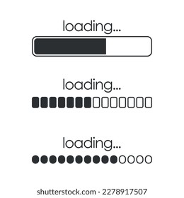 Loading bar icon in flat style. Progress indicator vector illustration on isolated background. Download button sign business concept.