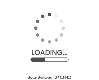Loading bar icon on white backdrop. Load circle and line. Progress visualization. Download concept. Website upload status. Vector illustration.