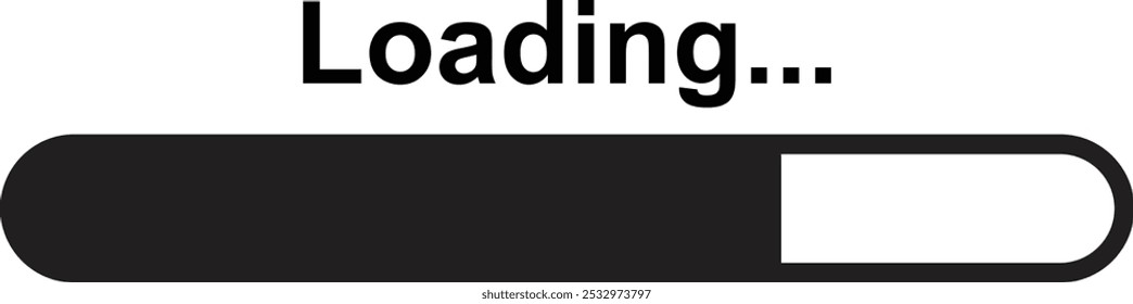 Carregando ícone da barra. Ícone de progresso da barra de carregamento, ilustração de vetor de sinal de carregamento isolada em planos de fundo transparentes. Sinal de carregamento de conceito de atualização e atualização de software do sistema. Ícone de andamento do download.