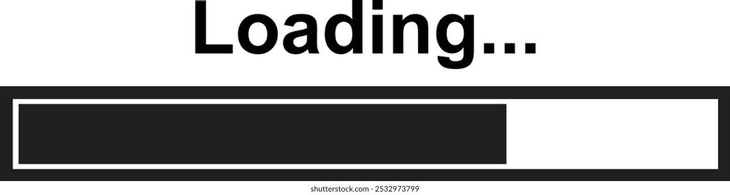 Carregando ícone da barra. Ícone de progresso da barra de carregamento, ilustração de vetor de sinal de carregamento isolada em planos de fundo transparentes. Sinal de carregamento de conceito de atualização e atualização de software do sistema. Ícone de andamento do download.