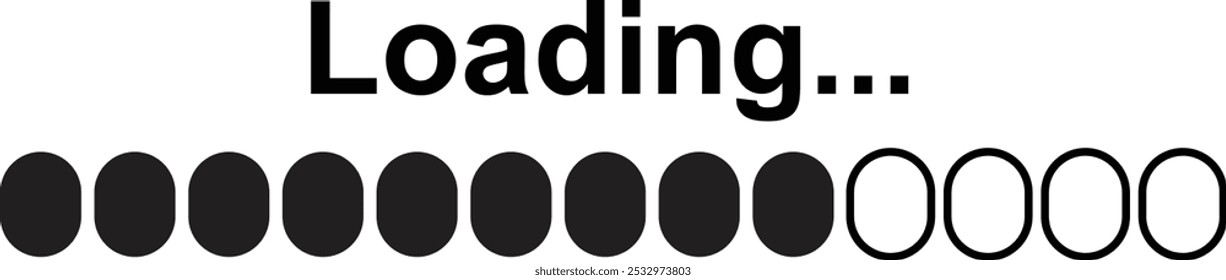 Carregando ícone da barra. Ícone de progresso da barra de carregamento, ilustração de vetor de sinal de carregamento isolada em planos de fundo transparentes. Sinal de carregamento de conceito de atualização e atualização de software do sistema. Ícone de andamento do download.