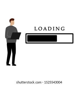 Loading bar icon progress icon. Mobile concept and web design. Flat cartoon character isolated on white background