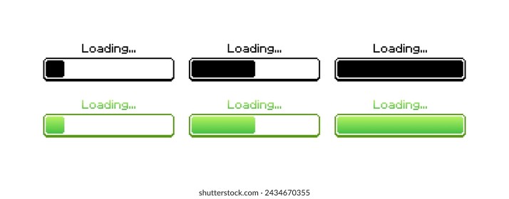 Loading bar icon set. Silhouette and flat style. Vector icons
