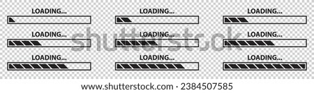 Loading Bar Icon Set - Vector Illustrations Isolated On Transparent Background