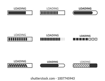 loading bar icons set, load progress indication