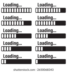loading bar icons set, load progress indication 