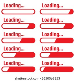 loading bar icons set, load progress indication 