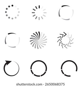 Loading bar icons. Set loading bar progress icon. Loading status on white background. Vector illustration.
