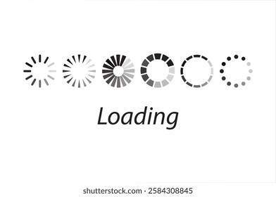 Loading bar icons. website load bar vector icon set. Set loadingbar progress icon, Circle loader collection. Loading status, Loading isolated. Load symbol, load vector icons, buffering vector icon