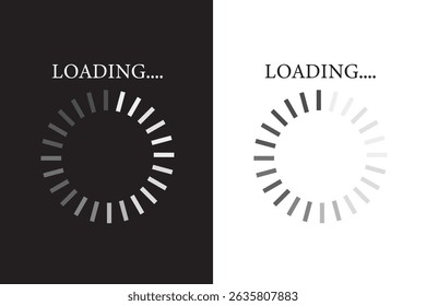 Iconos de la barra de carga. conjunto de iconos de Vector de barra de carga de Sitio web. Establezca el ícono de progreso de la barra de carga, colección del cargador circular. Cargando el Estado, cargando aislado. Símbolo de carga, iconos de vector de carga, icono de Vector de almacenamiento en búfer.