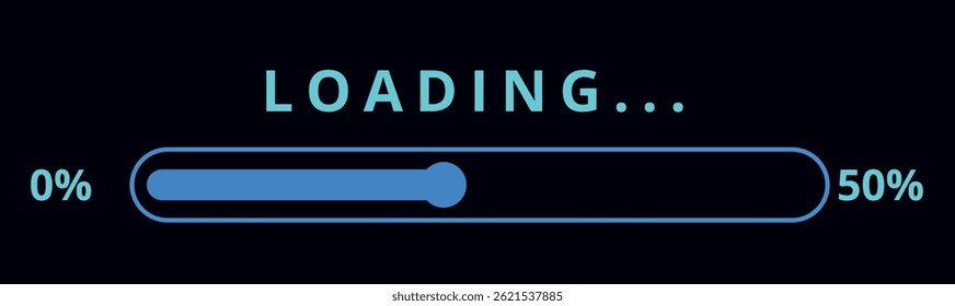 Loading bar illustration. Concept of system software update and improvement. Modern vector with 50% loaded bar for websites and graphic resources.