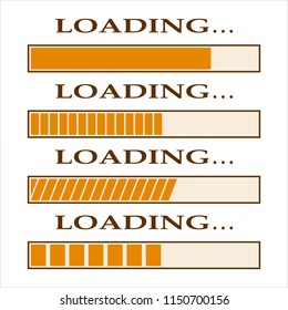 Loading bar indicators. Isolated on white background. Flat design. Vector illustration.
