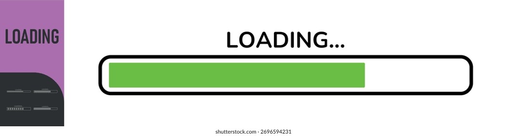 Loading bar. Loading or Installing process. Load sign. System software update and upgrade. Vector loading bar progress icons. Download progress. Color set icons. Vector illustration