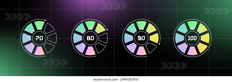 Loading bar interface. Futuristic progress design element.
