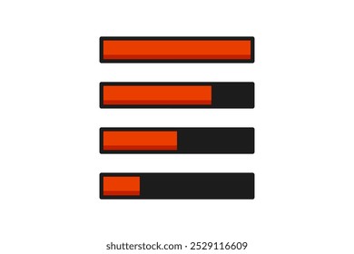 Loading bar. Level indicator. Gaming interface template. Flat vector design isolated illustration.