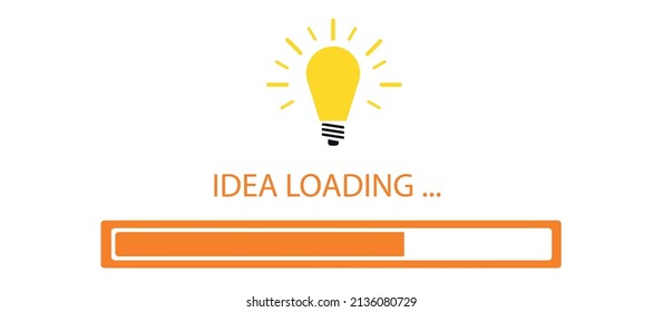 Cargando la barra cargando la idea de la lámpara de luz.Concepto de ideas de negocio.
Icono de educación de luz de bombilla vectorial.