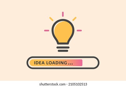 Loading bar with a lightbulb idea. For ideas, solutions,creative thinking and brainstorming concepts. Conceptual abstract illustration. Vector.