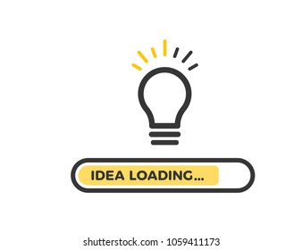 Loading bar with a lightbulb idea. Vector illustration isolated on white