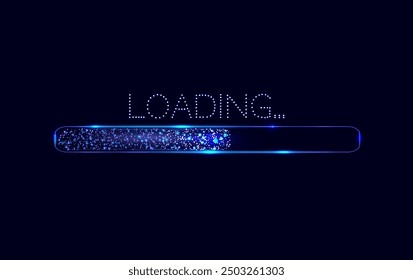 Loading bar, low poly style banner. Abstract modern vector illustration on blue background.