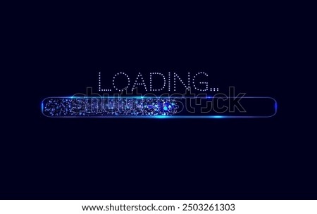 Loading bar, low poly style banner. Abstract modern vector illustration on blue background.