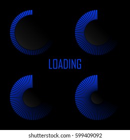 Loading bar - luminous round blue. Vector illustration, EPS 10.