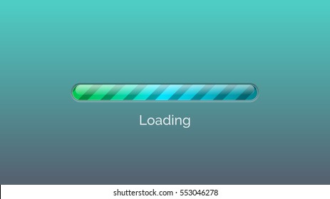 Loading Bar. Modern Striped Colorful Processing Bar For Download Process.