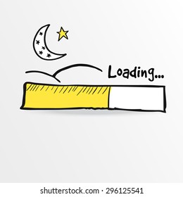 Loading bar with moon and star, vector illustration sketch for holy month Ramadan