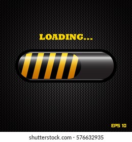 Loading bar on carbon background. Vector illustration.
