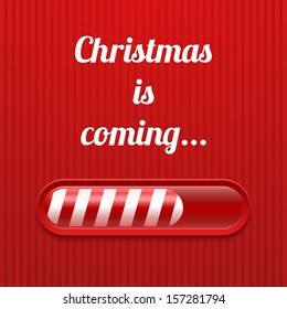 Loading bar on red textured background. Vector illustration