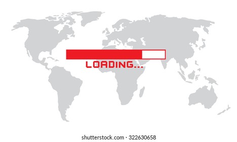 Loading bar on world map as concept for human population growth