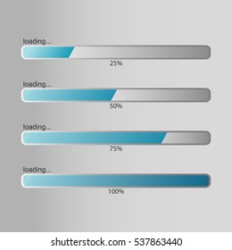 Loading bar. Percentage loading/downloading/uploading progress. Vector illustration.
