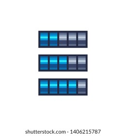 Loading bar pixel art icons set. Design for logo, stickers, web, mobile app. Isolated vector illustration.