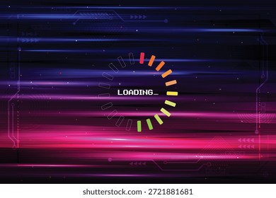 LADELEISTE. Pixel Art. Retro Futurismus Science-Fiction Hintergrund. Glühende Neon-Gitter und Stern aus Vintage Arcade-Computerspiel.