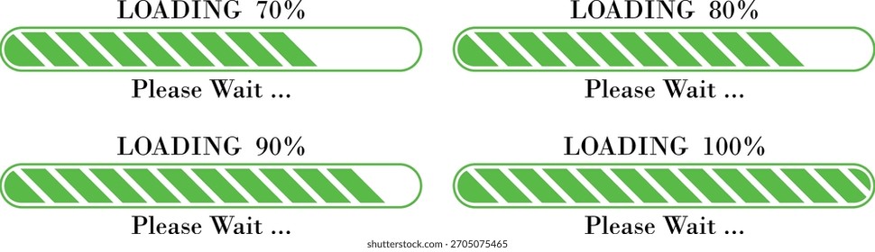 Carregando barra Aguarde o conjunto de ícones de progresso. carregando progresso da barra Status do progresso do download. Ilustração de vetor.Coleção carregando barra de status em design diferente. Elementos de design da Web para aplicativo.