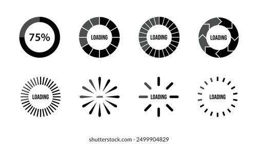 loading bar progress circle black white vector design isolated background