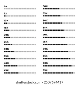 Loading bar progress icon set of vector loading icons, download progress collection loading status.