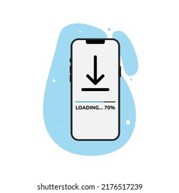 loading bar progress icon. System software update and installation concept. Loading status with indicator. smartphone with a loading screen. vector flat design illustration