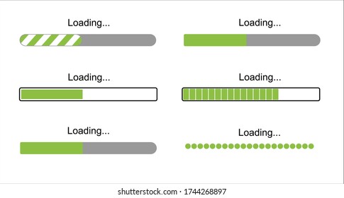 loading bar progress icons, load sign green vector illustration. System software update and upgrade concept. Vector illusration EPS 10