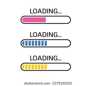 Loading bar progress icons. Load sign vector illustration. System software update and upgrade concept Vector illustration