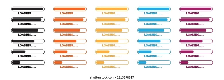 Loading bar progress vector set. Vector icon design template