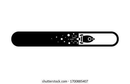 Loading bar with a rocket or spaceship icon vector logo design black symbol isolated on white background. Vector EPS 10