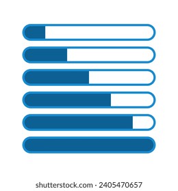 Loading Bar Set In Blue Rounded Rectangle Shape From Low To Full For Waiting Process Website Game Interface
